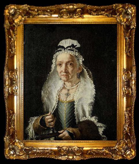 framed  Circle of Fra Galgario Portrait of an Old Lady, ta009-2